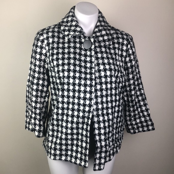 Vintage Harvé Benard Houndstooth Jacket Cape Single Button - Picture 2 of 8